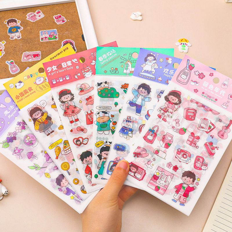 1 Juego Personaje Animado Aprendiendo Colegio PVC Estilo De Dibujos Animados Lindo Cinta Washi