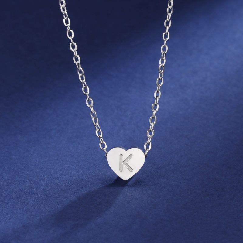 Stainless Steel Titanium Steel Simple Style Letter Heart Shape Plating Pendant Necklace