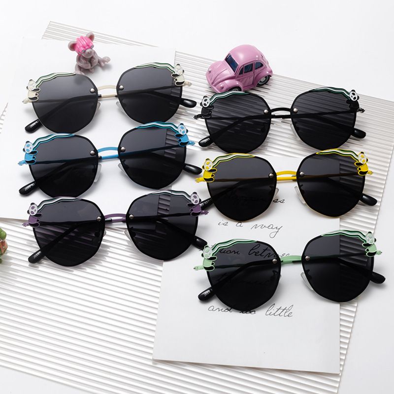 Cute Simple Style Panda Tac Oval Frame Full Frame Kids Sunglasses