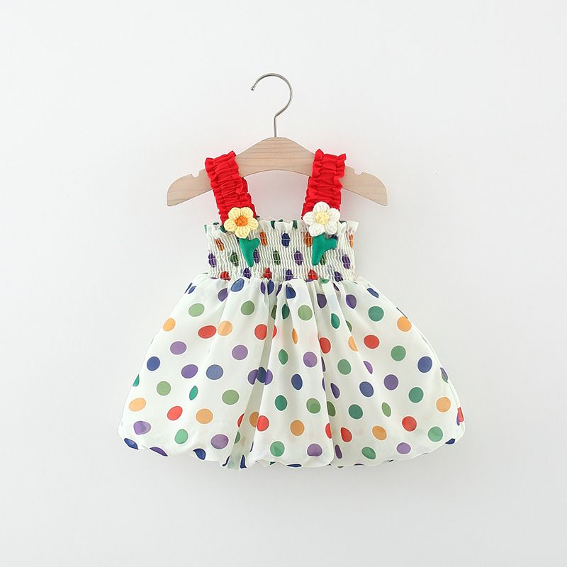 Cute Round Dots Cotton Girls Dresses