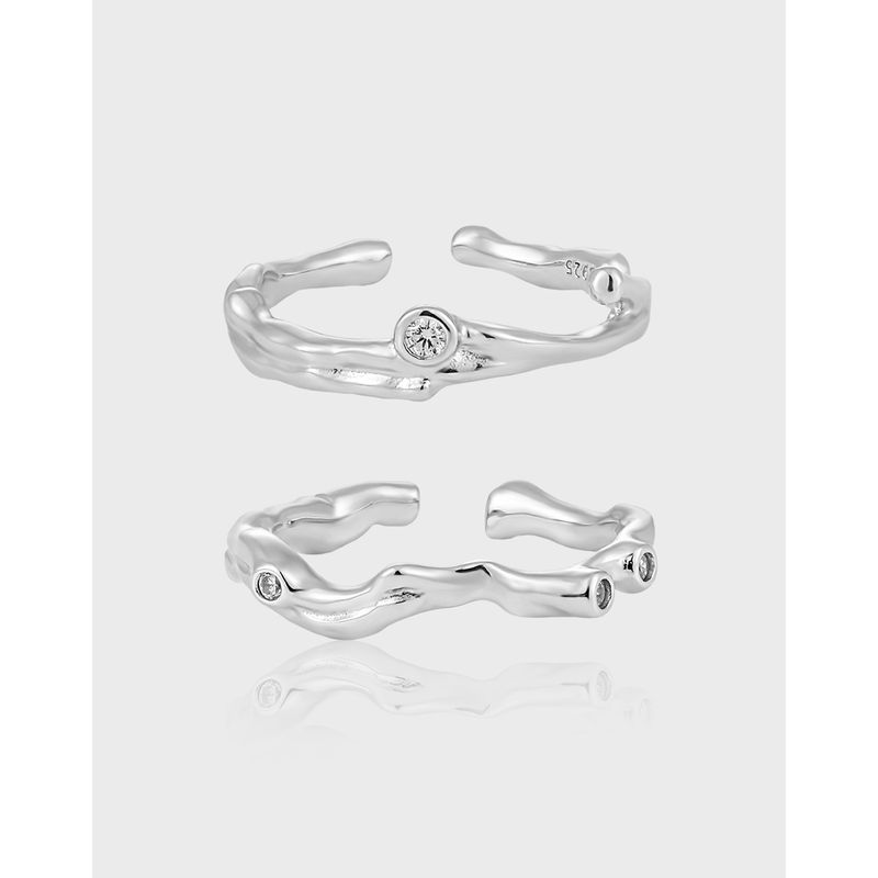 Sterling Silver Simple Style Irregular Plating Open Rings
