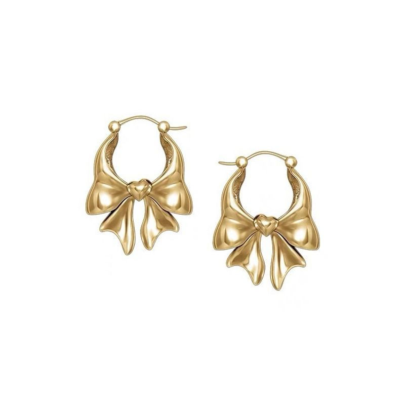 1 Pair Sweet Simple Style Bow Knot Copper Hoop Earrings