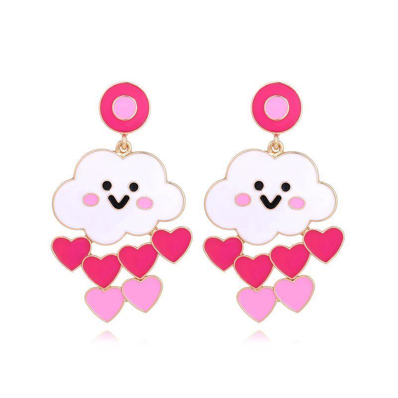 1 Pair Casual Sweet Clouds Heart Shape Emoji Face Enamel Zinc Alloy Drop Earrings