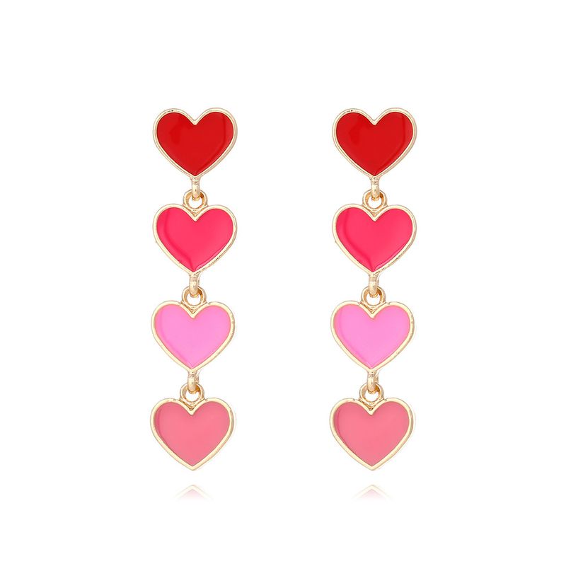 1 Pair Simple Style Heart Shape Enamel Zinc Alloy Drop Earrings