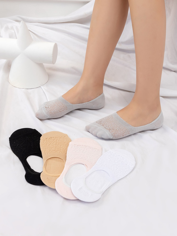 Women's Simple Style Solid Color Polyester Ankle Socks Five Pairs