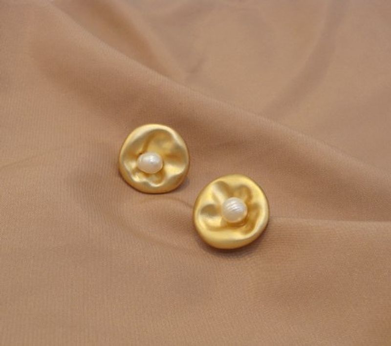 1 Paire Style Simple Fleur Incruster Alliage Perle Boucles D'Oreilles