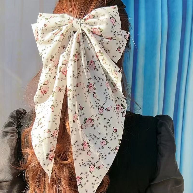 Women's Sweet Pastoral Bow Knot Cloth Floral Hair Claws