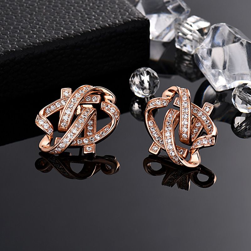 1 Pair Sweet Geometric Solid Color Plating Copper Ear Studs