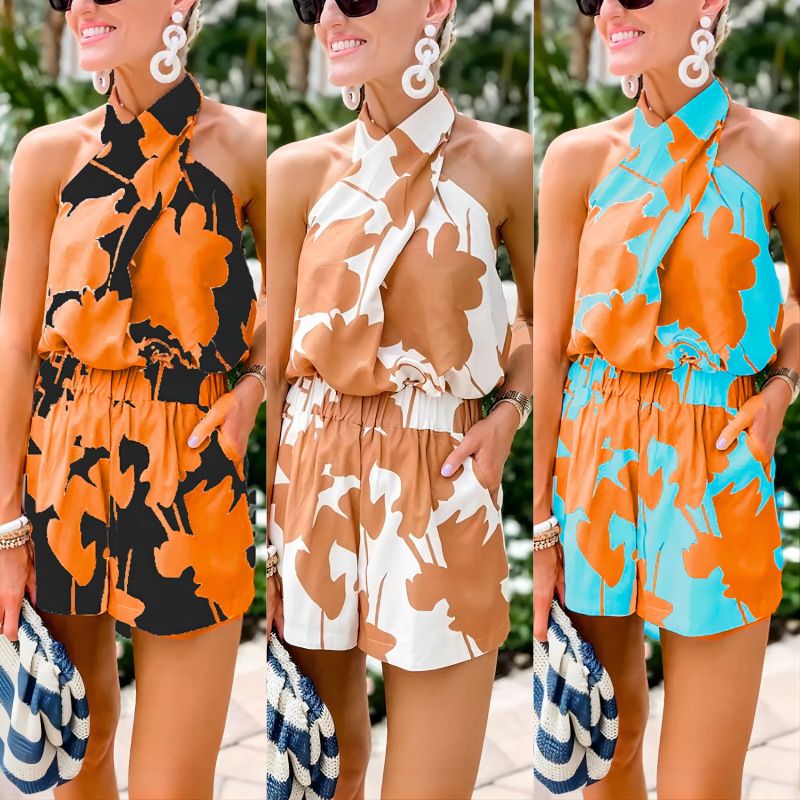 Daily Women's Elegant Printing Polyester Shorts Sets Shorts Sets