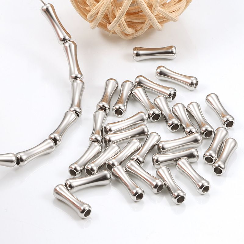 20 PCS/Package 12 * 4mm Hole 2~2.9mm Stainless Steel Bamboo Solid Color Polished Beads