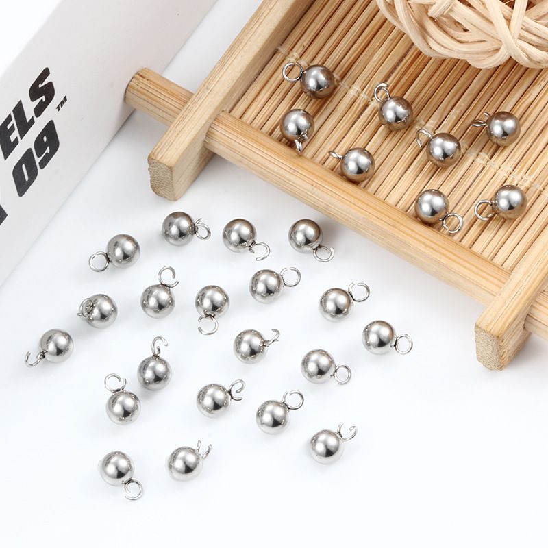 100 PCS/Package Diameter 5mm Stainless Steel Round Pendant