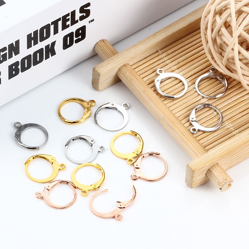 20 PCS/Package Stainless Steel Solid Color Polished Earring Findings