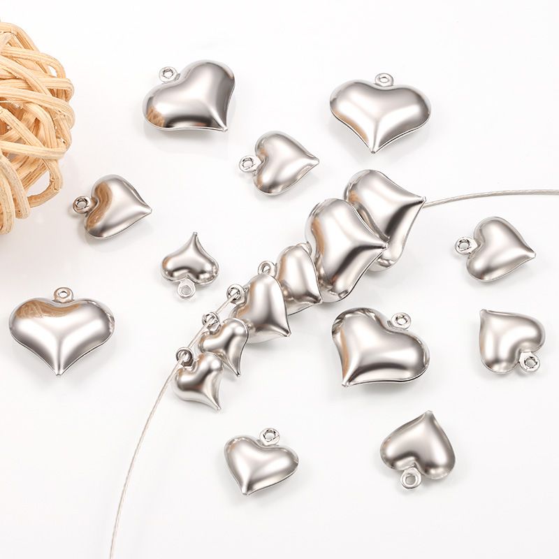 50 PCS/Package 11.5 * 13mm 16.3 * 17mm 9 * 11mm Stainless Steel Heart Shape Polished Pendant
