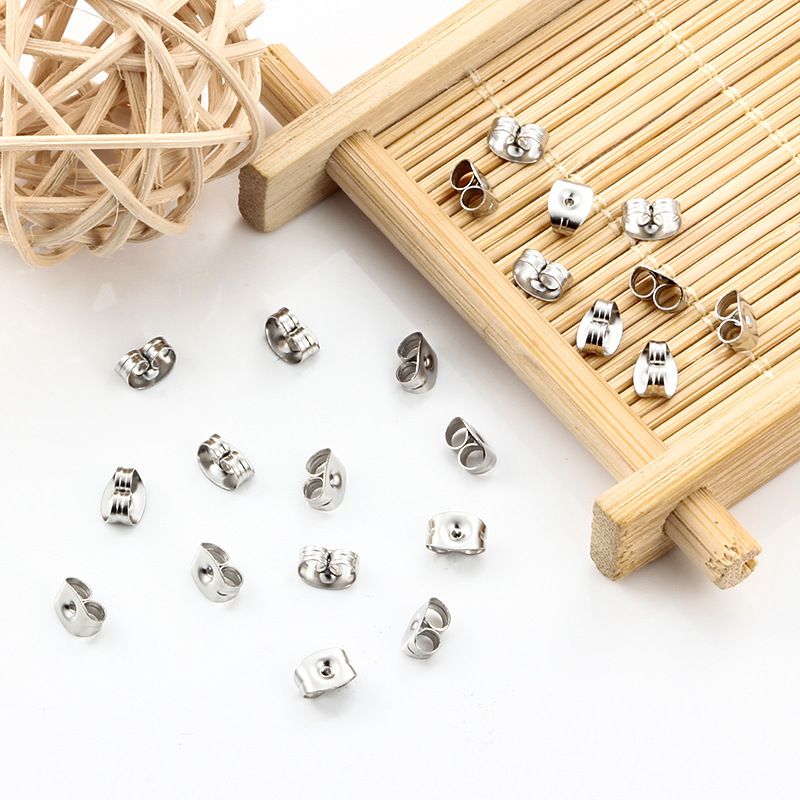 100 PCS/Package 5*3.5mm 6*4.5mm Metal Solid Color Ear Nuts