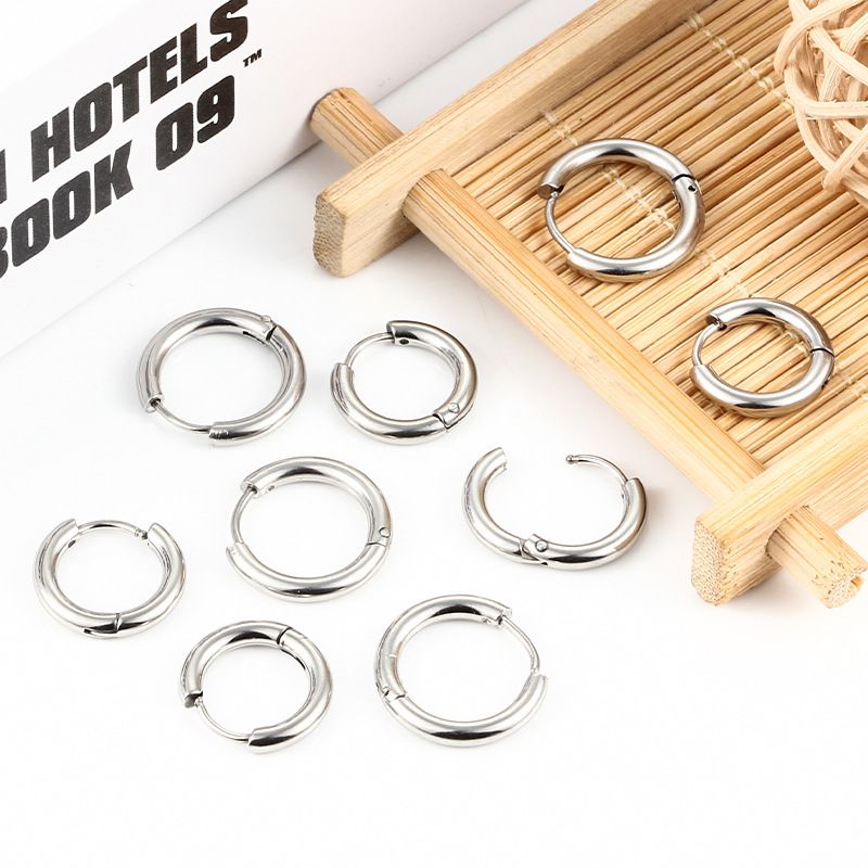 10 Stück/Paket Durchmesser 15MM Durchmesser 17mm Durchmesser 19mm Rostfreier Stahl Geometrisch Haken-Ohrring-Befunde