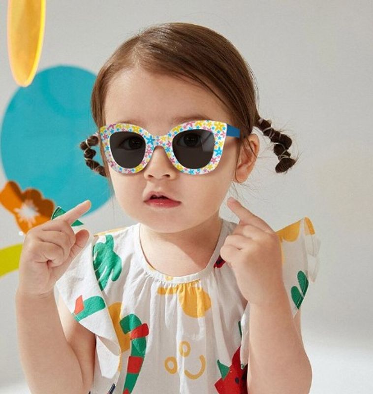 Cute Ditsy Floral Pc Square Full Frame Kids Sunglasses