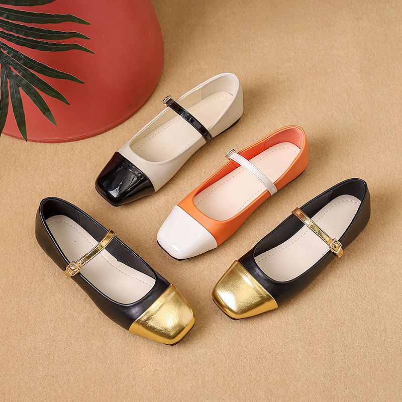 Women's Casual Solid Color Square Toe Flats