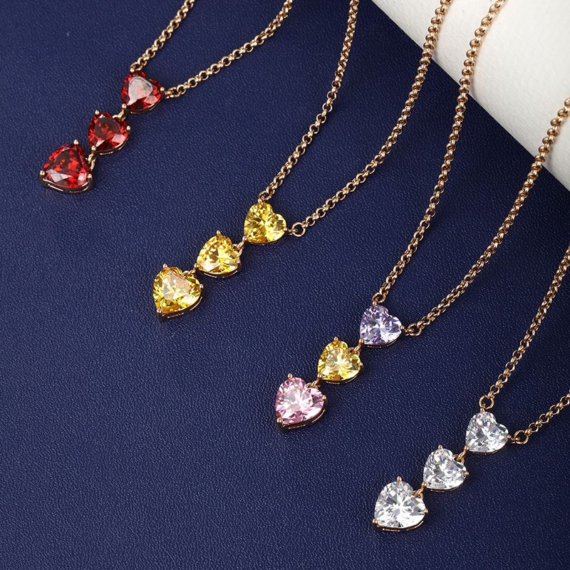XUPING Sweet Heart Shape Copper Alloy Artificial Gemstones 18K Gold Plated Women's Pendant Necklace