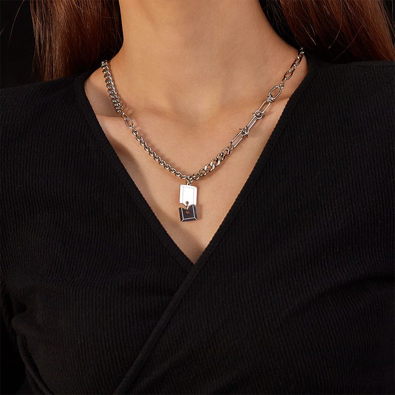 Stainless Steel Hip-Hop Geometric Pendant Necklace