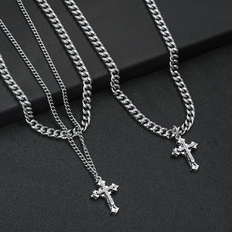 304 Stainless Steel Hip-Hop Cross Necklace