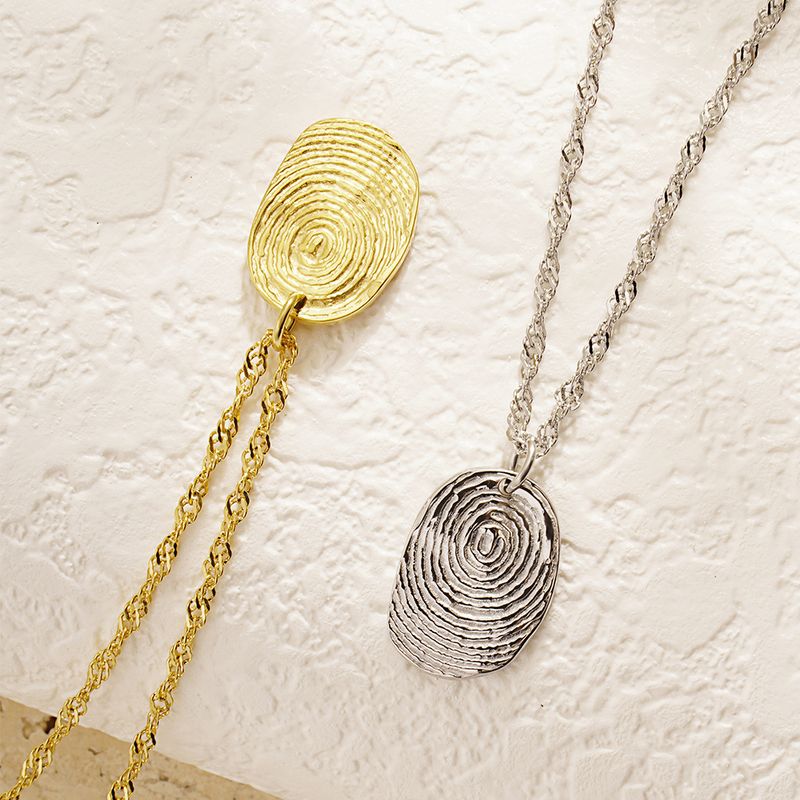 304 Stainless Steel 18K Gold Plated IG Style Simple Style Fingerprint Pendant Necklace