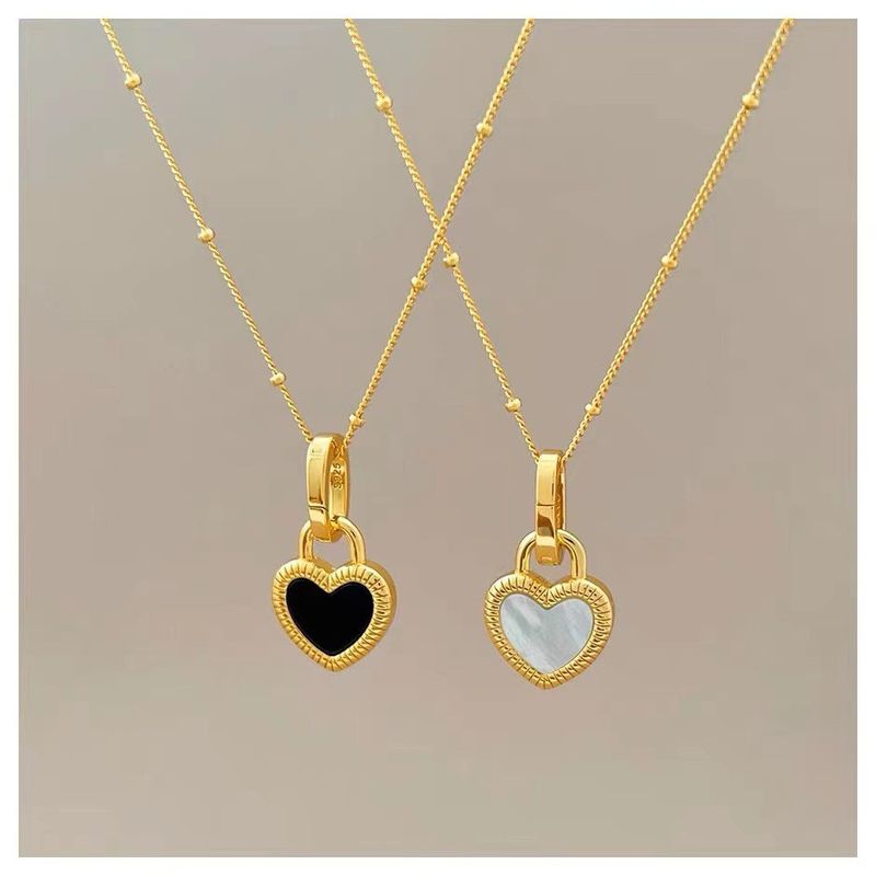 Titanium Steel Simple Style Heart Shape Plating Earrings Necklace