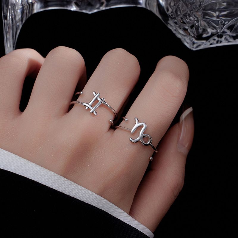 Sterling Silver Simple Style Constellation Plating Open Rings