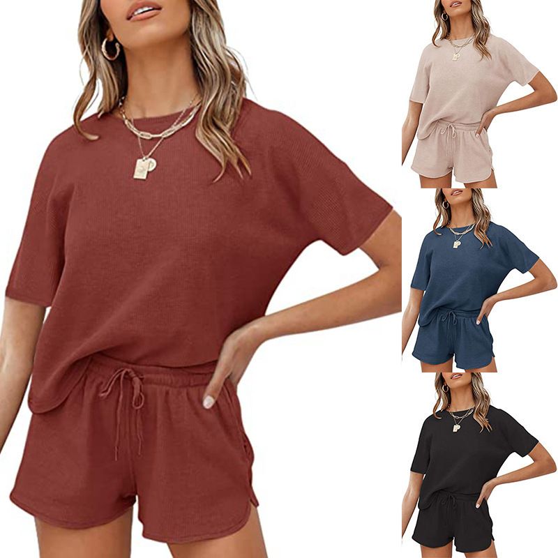 Daily Women's Streetwear Solid Color Cotton Blend Polyester Shorts Sets Shorts Sets
