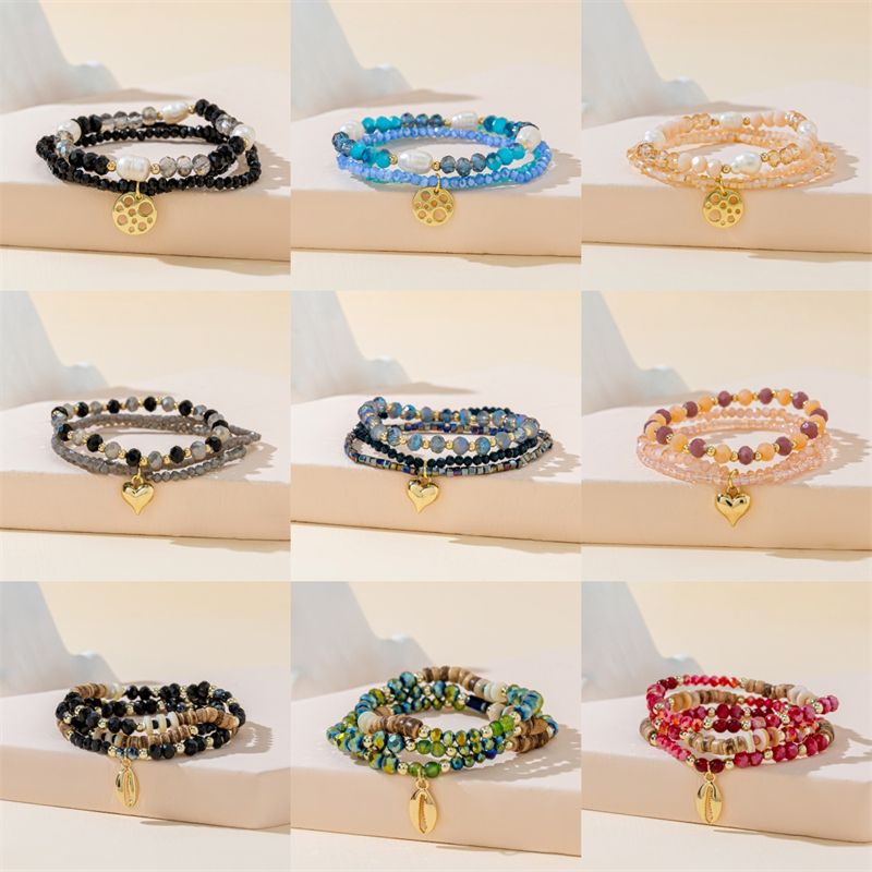 Simple Style Color Block Artificial Crystal Beaded Women's Bracelets