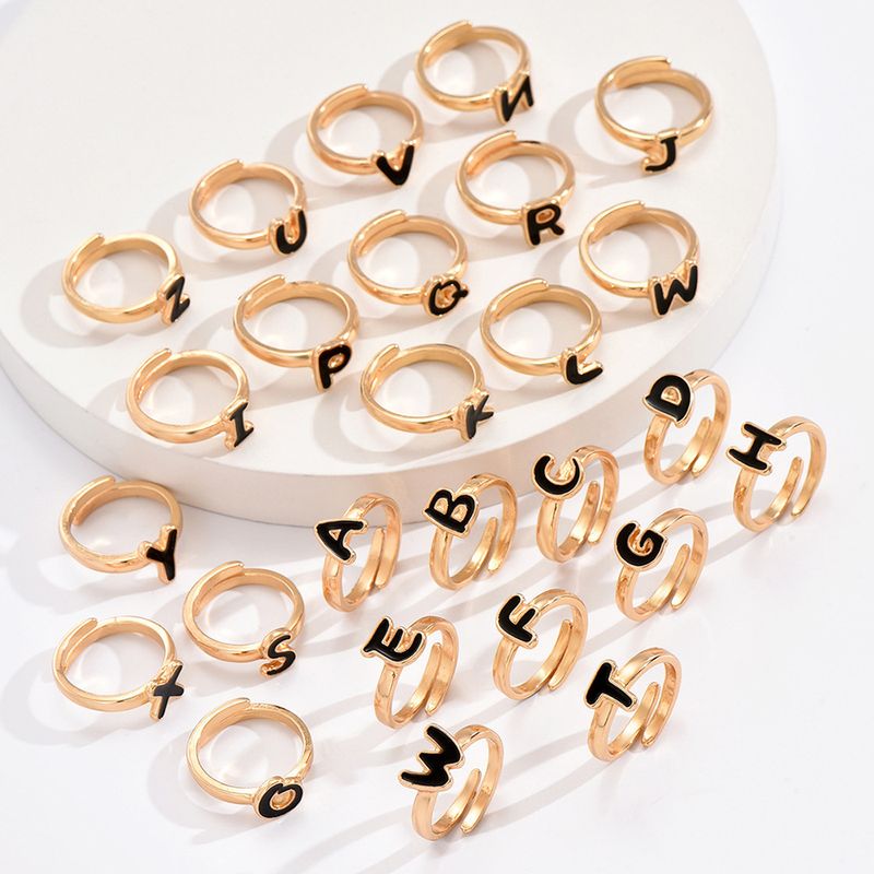 Wholesale Jewelry Simple Style Letter Alloy Plating Open Rings