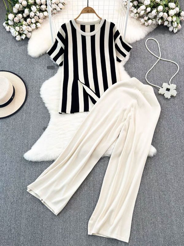 Daily Street Women's Casual Stripe Polyester Pants Sets Pants Sets