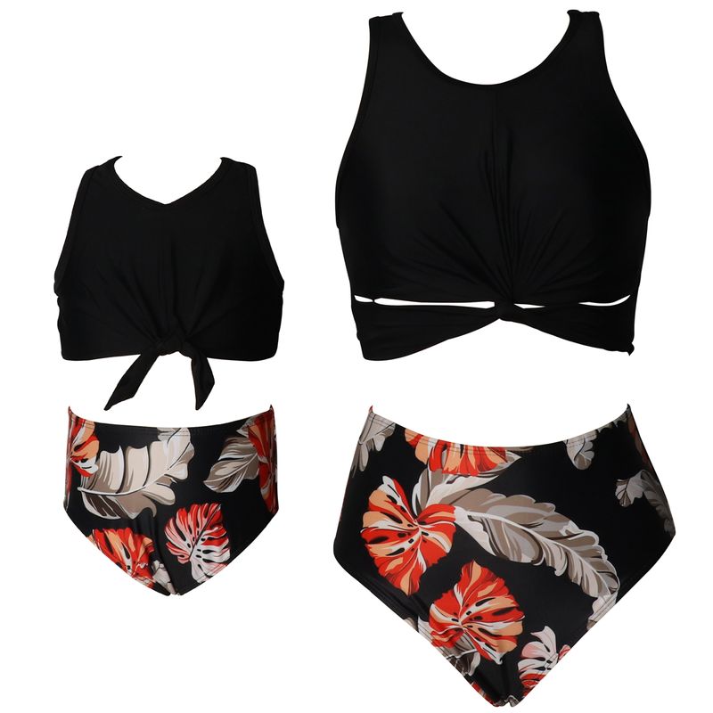 Mother&daughter Retro Printing 2 Pieces Set Bikinis Swimwear