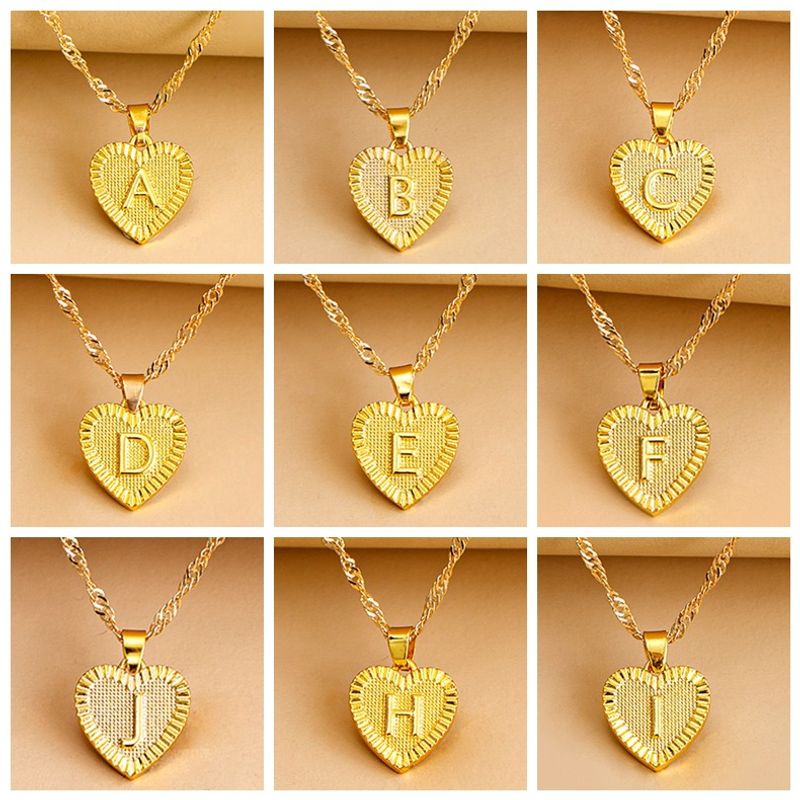 Simple Style Letter Heart Shape Alloy Plating Women's Pendant Necklace