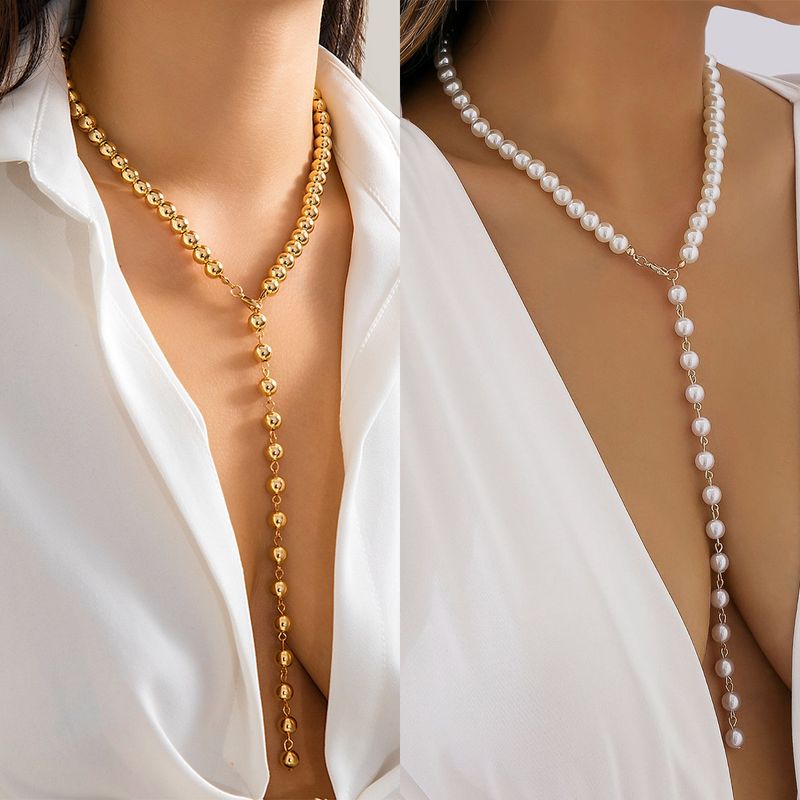Élégant Sexy Géométrique Perle Artificielle De Gros Collier