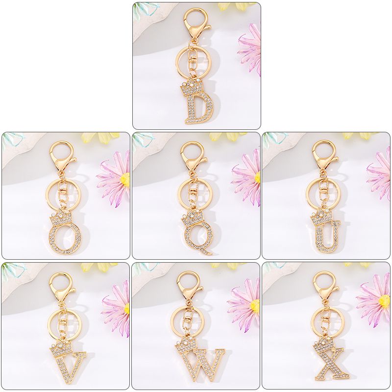 Simple Style Letter Crown Alloy Plating Inlay Rhinestones Bag Pendant Keychain