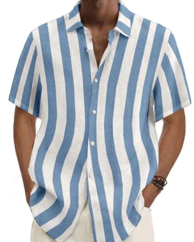 Men's Stripe Blouse Men's Clothing