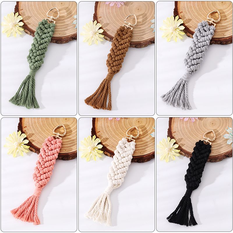 Simple Style Solid Color Cotton Plating Braid Bag Pendant Keychain