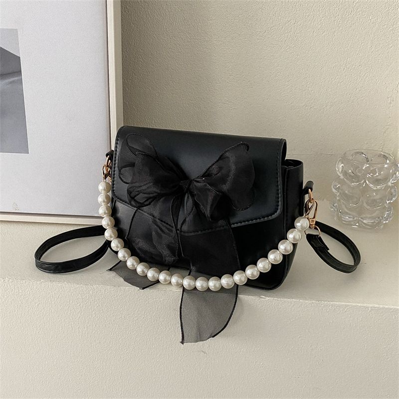 Women's Medium Pu Leather Solid Color Bow Knot Elegant Flip Cover Crossbody Bag
