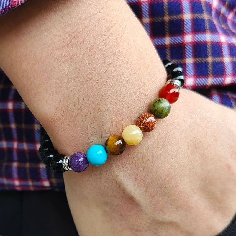 Simple Style Commute Round 304 Stainless Steel Natural Stone Beaded Unisex Bracelets