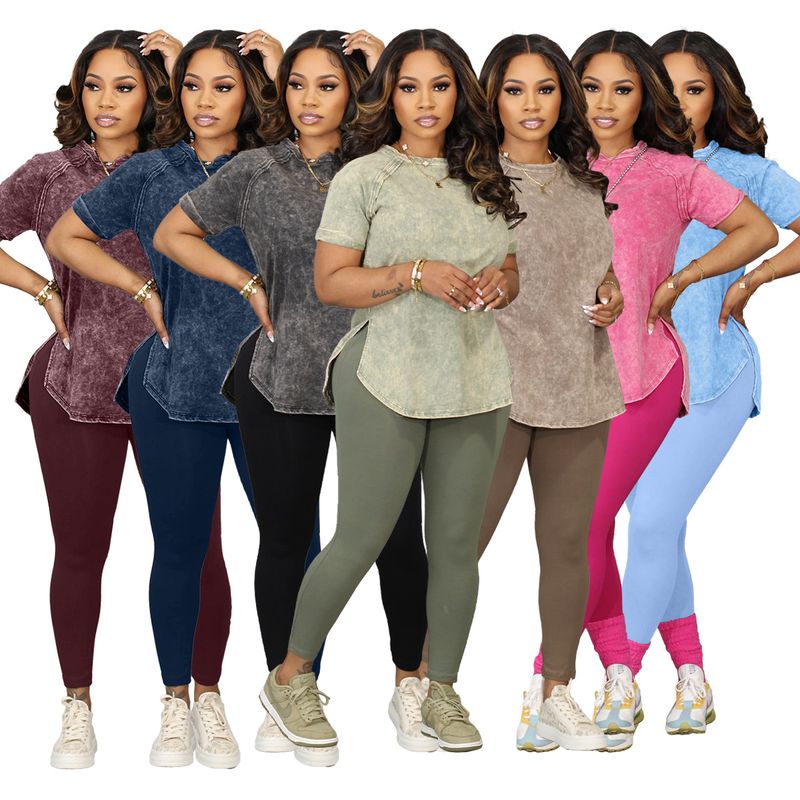 Daily Women's Streetwear Solid Color Polyester Pants Sets Pants Sets