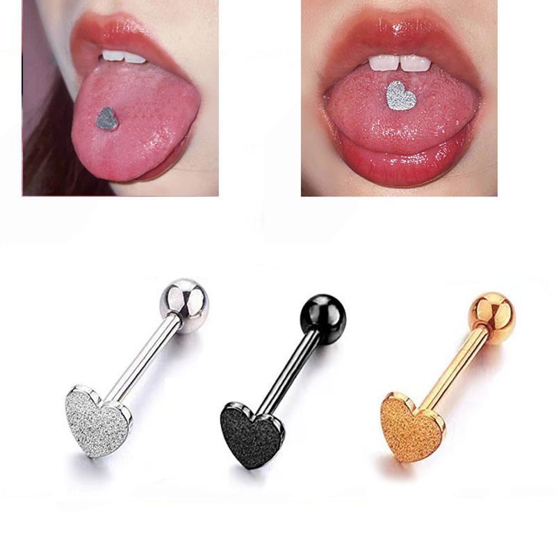 1 Pieza Anillos De Lengua Romántico Dulce Forma De Corazón Acero Inoxidable Uña De La Lengua