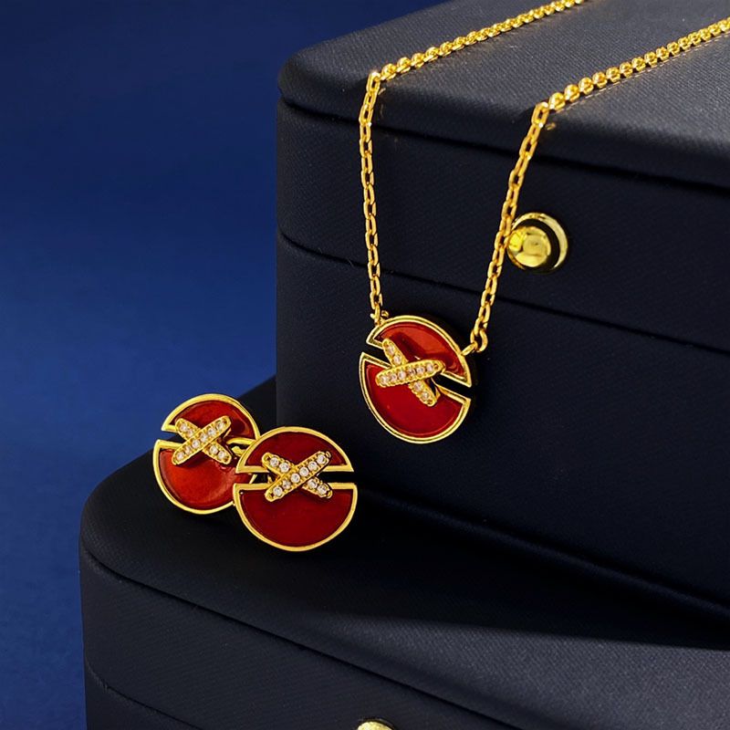 Copper K Gold Plated Simple Style Commute Round Letter Inlay Zircon Earrings Necklace