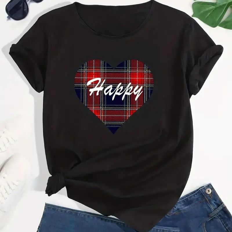 Women's T-shirt Short Sleeve T-Shirts Simple Style Letter Heart Shape