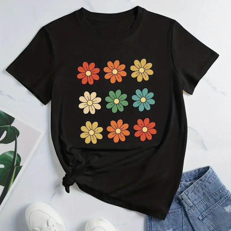 Women's T-shirt Short Sleeve T-Shirts Streetwear Flower