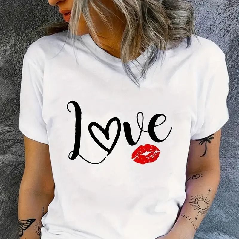 Women's T-shirt Short Sleeve T-Shirts Casual Streetwear Letter