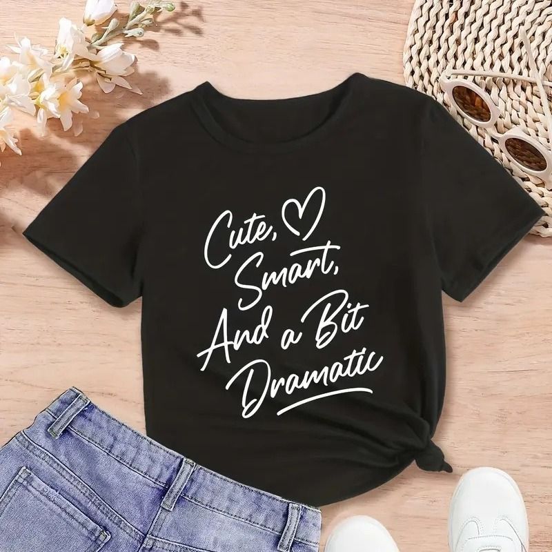 Women's T-shirt Short Sleeve T-Shirts Casual Classic Style Letter Heart Shape