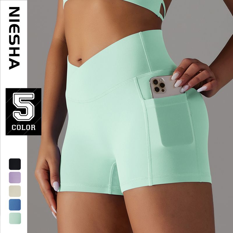 Simple Style Sports Solid Color Nylon Active Bottoms Shorts
