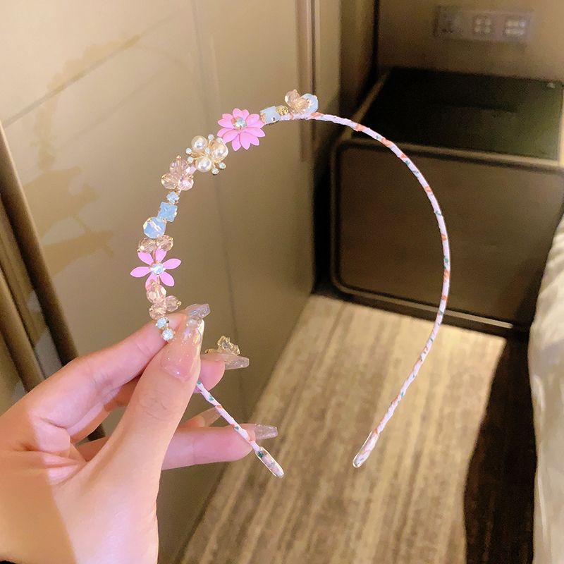 Women's Sweet Flower Alloy Inlay Acrylic Artificial Crystal Hair Band