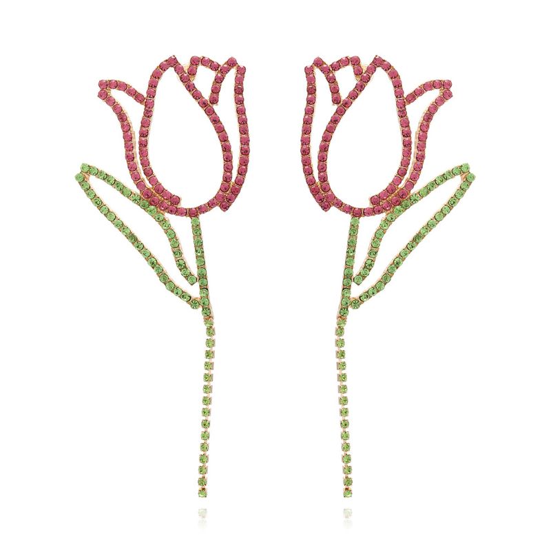 1 Paar Lässig Ferien Blume Inlay Legierung Strasssteine Tropfenohrringe