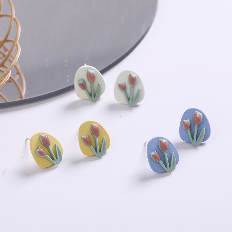 1 Pair IG Style Sweet Flower Stoving Varnish Alloy Ear Studs